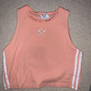 Adidas crop pink orange sleeveless tank top